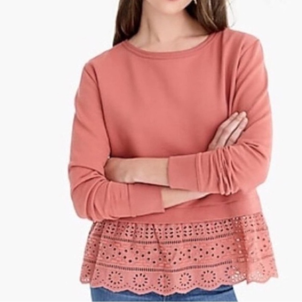 J. Crew Women's Pink Eyelet Hem Top